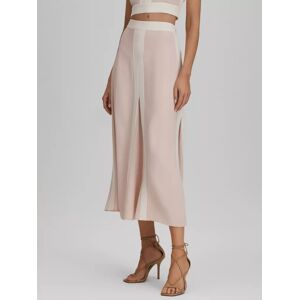 Reiss Rosalia Colour Block Midi Skirt, Nude/Ivory - Nude/Ivory - Female - Size: 6