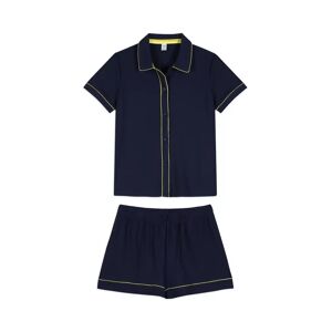 Chelsea Peers Curve Ribbed Button Up Short Pyjamas, Navy - Navy - Female - Size: 22