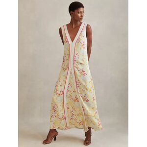 Reiss Eliza Floral Print Maxi Dress, Yellow/Multi - Yellow/Multi - Female - Size: 14