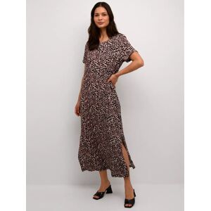 KAFFE Charlotte Animal Print Maxi T-Shirt Dress, Brown/Multi - Brown/Multi - Female - Size: XL