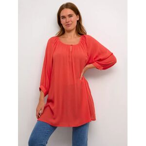 KAFFE Amber 3/4 Sleeve Round Neck Tunic, Cayenne - Cayenne - Female - Size: 14