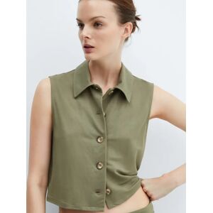 Mango Knitted Waistcoat - Khaki - Female - Size: XXL