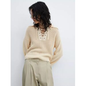 Mango Sauvage Drawstring Jumper, Light Beige - Light Beige - Female - Size: XS