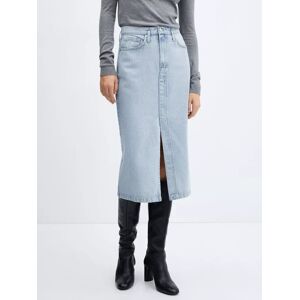 Mango Soleil Midi Denim Pencil Skirt - Open Blue - Female - Size: L