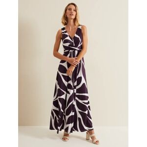 Phase Eight Palmer Leaf Maxi Dress, Purple/White - Purple/White - Female - Size: 6