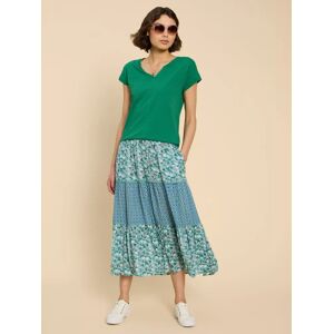 White Stuff Mabel Mixed Print Tiered Midi Skirt, Teal/Multi - Teal/Multi - Female - Size: 10