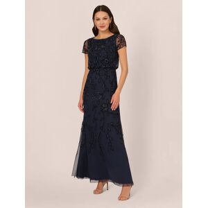 Adrianna Papell Blouson Beaded Maxi Dress, Navy/Black - Navy/Black - Female - Size: 6