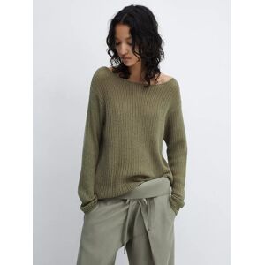 Mango Boat Neck Knitted Jumper, Beige/Khaki - Beige/Khaki - Female - Size: XS