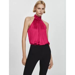 Mango Jasmin Satin Pleated Blouse, Medium Red - Medium Red - Female - Size: 8