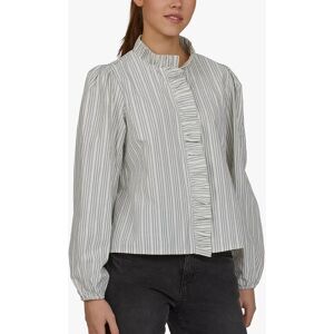 Sisters Point Wrinkle High Collar Shirt - Cream/Grey - Female - Size: M