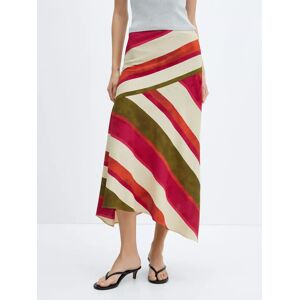 Mango Cherry Diagonal Stripe Midi Skirt, Multi - Multi - Female - Size: S
