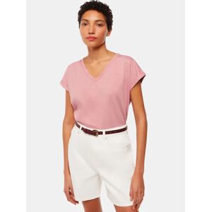 Whistles Willa Organic Cotton V-Neck Cap Sleeve T-Shirt - Dusty Pink - Female - Size: XS