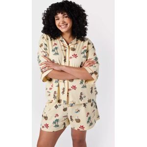 Chelsea Peers Curve Organic Cotton Hawaii Print Short Pyjamas, Yellow/Multi - Yellow/Multi - Female - Size: 26