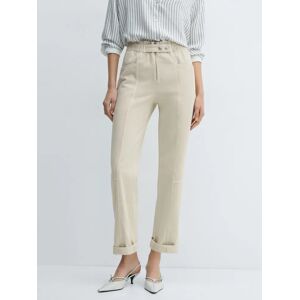 Mango Camila High Rise Tapered Jeans - Light Beige - Female - Size: XS