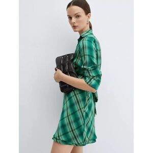 Mango Scot Satin Check Bow Wrap Mini Dress, Green - Green - Female - Size: 6