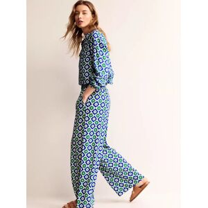 Boden Geometric Print Crinkle Wide Leg Trousers, Green/Multi - Green/Multi - Female - Size: 10