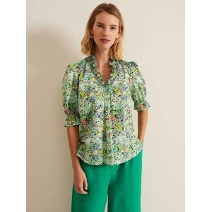 Phase Eight Izara Floral print Frill Neck Blouse, Multi - Multi - Female - Size: 12