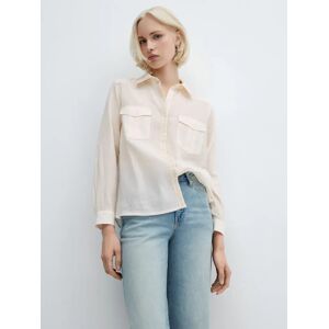 Mango Bonnie Cotton Embroidery Shirt, Natural White - Natural White - Female - Size: 6