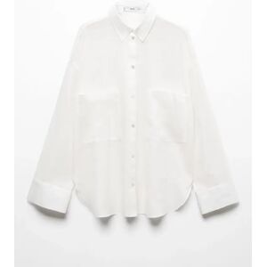 Mango Cotton Blend Shirt, White - White - Female - Size: 24