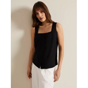 Phase Eight Ashley Linen Top, Black - Black - Female - Size: 14