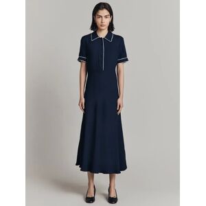 Ghost Sophia Contrast Piping Midi Dress, Navy - Navy - Female - Size: XS