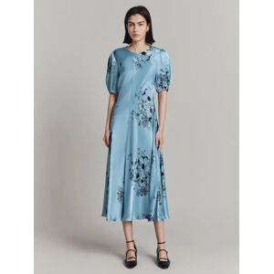 Ghost Paloma Puff Sleeve Floral Midi Dress - Blue - Female - Size: XS