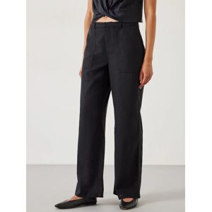 HUSH Raye Linen Blend Straight Leg Trousers - Black - Female - Size: 10S