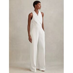 Reiss Lainey Tuxedo Jumpsuit, White - White - Female - Size: 16