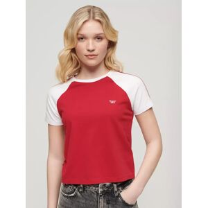 Superdry Essential Organic Cotton Logo Retro T-Shirt, Barn Door Red/Optic - Barn Door Red/Optic - Female - Size: 16