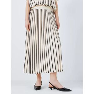 Weekend MaxMara Finanza Stripe Knitted Midi Skirt, White/Navy - White/Navy - Female - Size: L