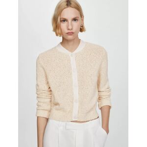 Mango Bali Contrast Edge Cardigan, Neutral/White - Neutral/White - Female - Size: M