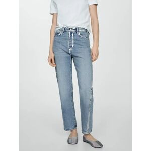 Mango Nicola Foil Detail Straight Leg Jeans, Blue - Blue - Female - Size: 6