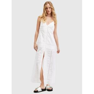AllSaints Dahlia Embroidered Organic Cotton Blend Maxi Dress - Off White - Female - Size: 10