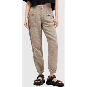 AllSaints Val Linen Blend Cargo Trousers - Taupe - Female - Size: 8