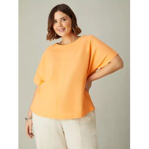 Live Unlimited Curve Linen Mix Round Neck Top - Orange - Female - Size: 22