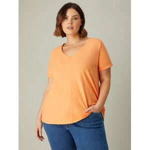 Live Unlimited Curve Cotton Slub V-Neck T-Shirt, Orange - Orange - Female - Size: 16
