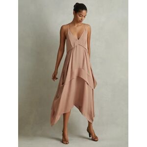 Reiss Demi Draped Asymmetric Midi Dress, Nude - Nude - Female - Size: 14