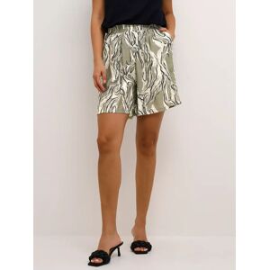 KAFFE Elino Elastic Waist Wide Leg Shorts, Vetiver Marble - Vetiver Marble - Female - Size: 18