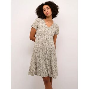 KAFFE Mille V-Neck Short Sleeve Dress, Vetiver/Chalk - Vetiver/Chalk - Female - Size: S