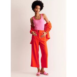 Boden Westbourne Linen Wide Leg Cropped Trousers, Mandarin Orange - Mandarin Orange - Female - Size: 8