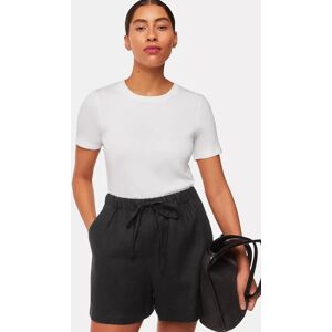 Whistles Petite Elasticated Waist Linen Shorts, Black - Black - Female - Size: 14