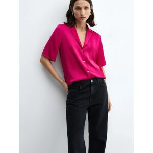 Mango Sassa Short Sleeve Satin Blouse, Bright Pink - Bright Pink - Female - Size: 10