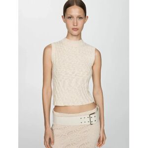 Mango Cotton Rib Knit Top, Beige - Beige - Female - Size: XS