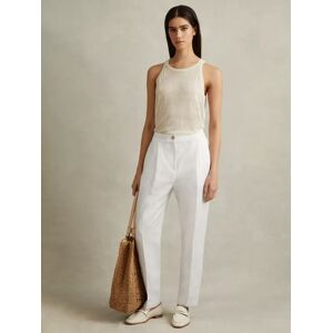 Reiss Farrah Linen Blend Trousers, White - White - Female - Size: 6