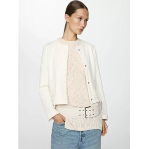 Mango Waffle Textured Jacket, Light Beige - Light Beige - Female - Size: XS