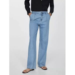 Mango Arletita Straight Pleated Jeans - Open Blue - Female - Size: 10