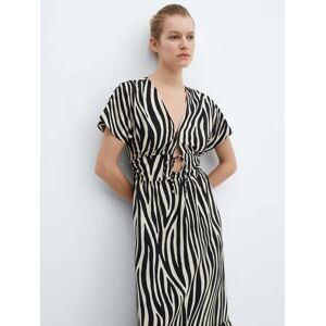 Mango Coloma Zebra Print Tiered Maxi Dress, Black/Cream - Black/Cream - Female - Size: 12