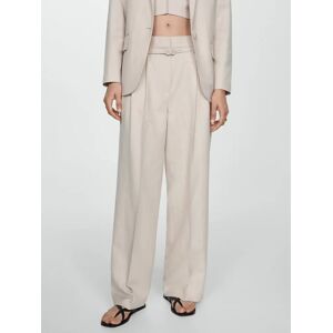 Mango Gina Linen Blend Wide Leg Trousers, Light Beige - Light Beige - Female - Size: 6