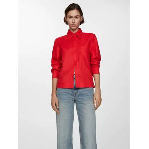 Mango Linen Shirt, Bright Red - Bright Red - Female - Size: 6