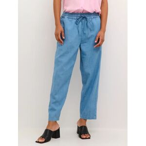 KAFFE Louise Cropped Elastic Waist Trousers, Medium Blue - Medium Blue - Female - Size: 14